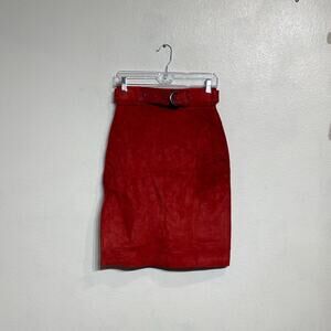G III Leather Fashions Red Suede Leather Vintage Mini Skirt Sz 8